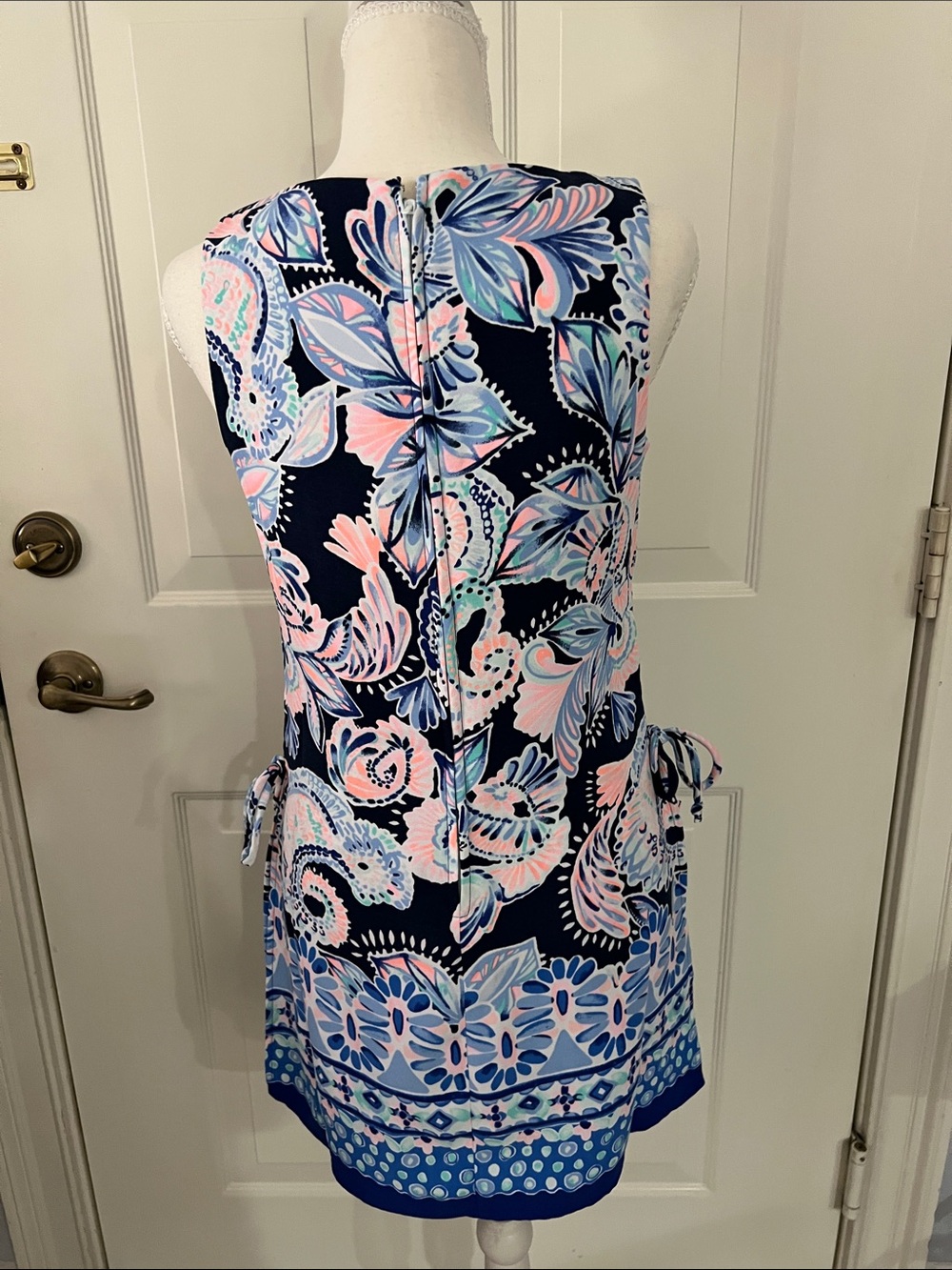 Lilly Pulitzer Navy Blue Pink Multi Floral Shift Dress - Picture 3 of 12